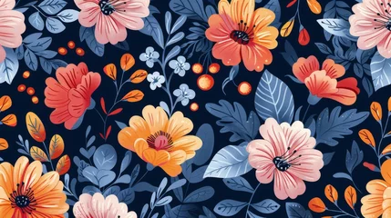 Foto auf Acrylglas Blooming floral pattern background © furyon