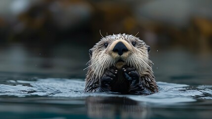 a cinematic and Dramatic portrait image for sea otter