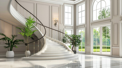 Luxurious house interior with staircase