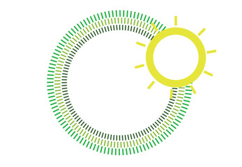 Progress Bar with a Revolving Sun Symbol. Editable Clip Art.