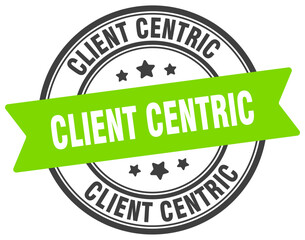 client centric stamp. client centric label on transparent background. round sign