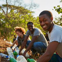 Volunteers Picking Plastic Waste Outdoors - 753532593