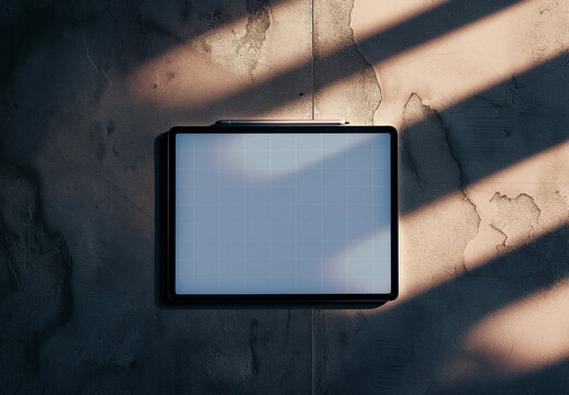 Tablet Mockup Layout With Sun Rays Over The Screen, Generative ai
