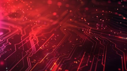 Illuminated Circuit Board: Abstract Tech Background in Red and Blue