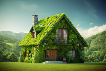 Fototapeta na wymiar Eco-Friendly Living Roof House