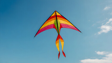 A colorful kite soaring in a cloudless sky, capturing the carefree and whimsical spirit of summer. ai generative