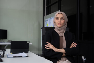 Smiling confident mature businessman leader looking at camera in office.