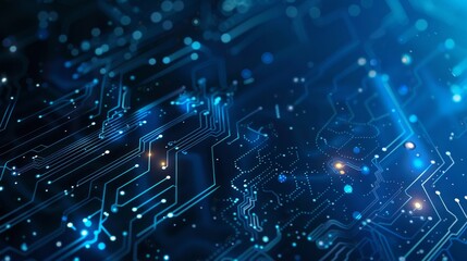 Illuminated Circuit Board: Abstract Tech Background in Red and Blue