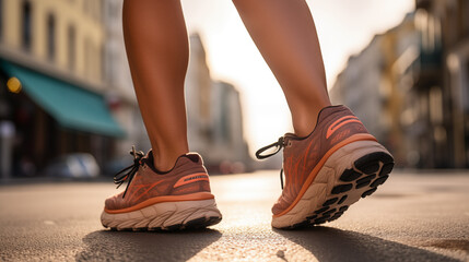 Closeup Legs view of a woman jogging in sport shoes
