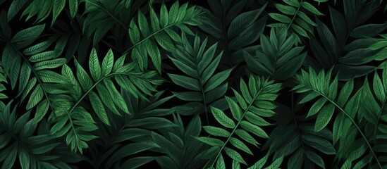 Seamless pattern with tropical fern leaves Exotic plant illustration for eco fashion