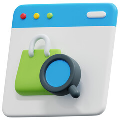 search 3d render icon illustration
