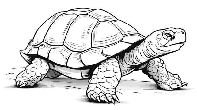 Turtle line art for coloring book page