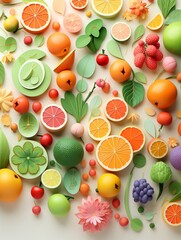 Enchanting 3D isometric fruits featuring a delightful pastel palette