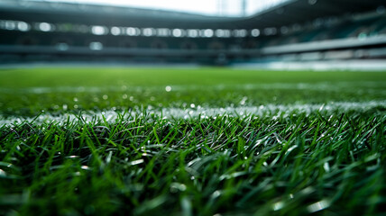 Lawn in the soccer stadium. - Grass close up in sports arena. - background.