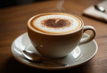 Elegant Cappuccino Rests on Table