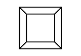 Icono negro de marco o caja en profundidad. 