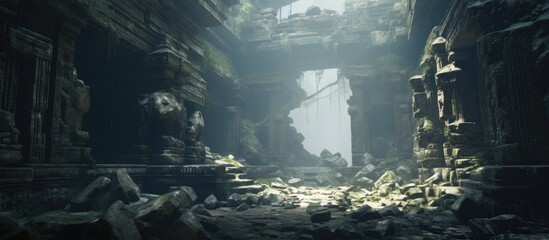 Interior of a deteriorated ancient temple