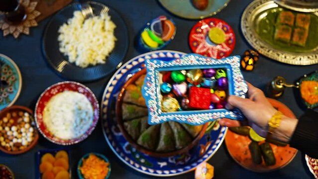 Colorful Candy and Chocolate in the Turkish Desserts, Special Concept Video for Ramadan, &Uuml;sk&uuml;dar Istanbul, Turkiye (Turkey)