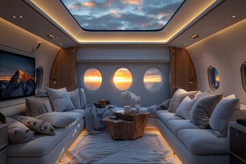 Fototapeta premium the private jet interior design professional photography
