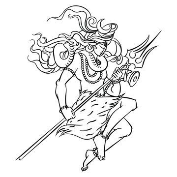 lord shiva mahashivratri line drawing vector