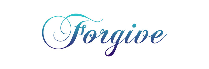 FORGIVE PNG calligraphy with gradient colors on transparent background