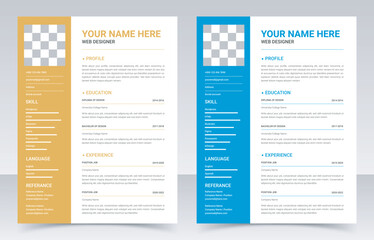 Modern professional CV resume template design with nice typography design, vector minimalist.