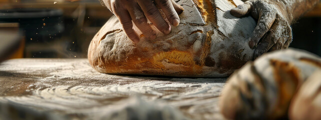 close-up of a baker baking bread,