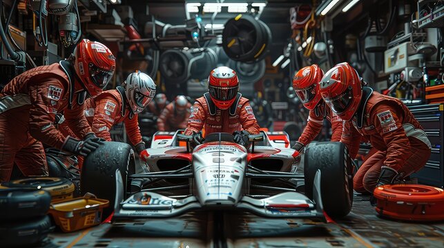 A Team Racing Car Is Having A Brainstorming, Generative AI