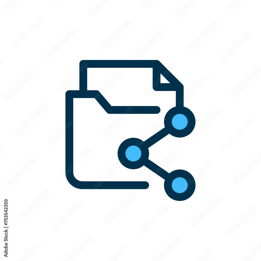 Poster share folder data or file button concept illustration flat design vector line icon ui