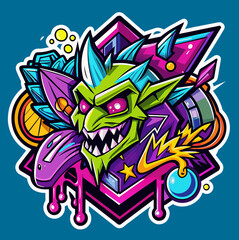 Tshirt sticker of inspired by street art and graffiti culture, incorporating edgy graphics and vibrant colors