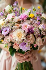 Bride's bouquet of colorful flowers