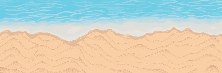 Surf line, seashore, sandy shore, panoramic view	