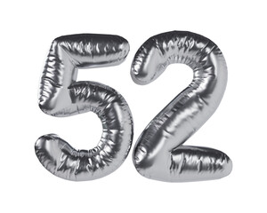 Number 52 Silver 3d illustration