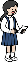 Fototapeta premium 発言する女子学生のベクターイラスト