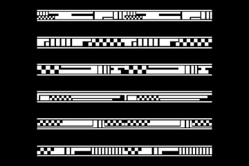 Sport racing stripes car stickers. modification body speed and drift vinyl decal for car bike and truck. Vector race car stickers isolated set black and white