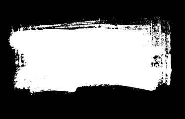 Weisser Banner gemalt mit einem Pinsel - Unordentliche weisse Farbe auf schwarz