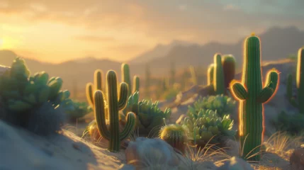 Schilderijen op glas landscape of cactus in the desert  © ananda