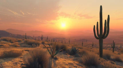 Deurstickers landscape of cactus in the desert  © ananda