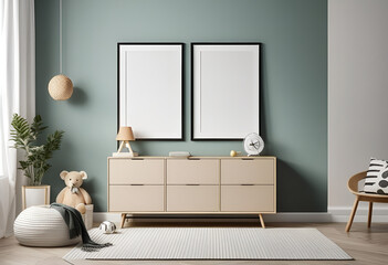 mockup frame on wall, minimal place, living room, wall art