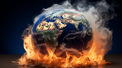 burning earth in fire - obrazy, fototapety, plakaty