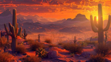 Tuinposter landscape of cactus in the desert  © ananda