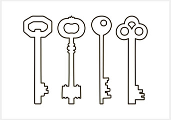Doodle key icon isolated. Hand drawn art line. Sketch vector stock illustration. EPS 10