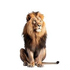 Regal Presence: Majestic Lion Sitting Isolated on Transparent Background