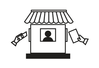 A booth or a shop offering services. Editable Clip Art.