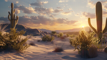 landscape of cactus in the desert	 - obrazy, fototapety, plakaty