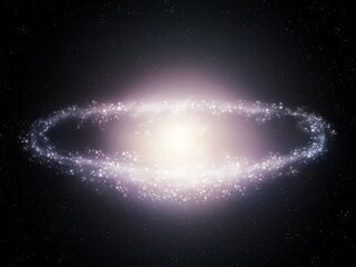 Elliptical galaxy isolated on black background. Beautiful galaxy with star clusters. Space...