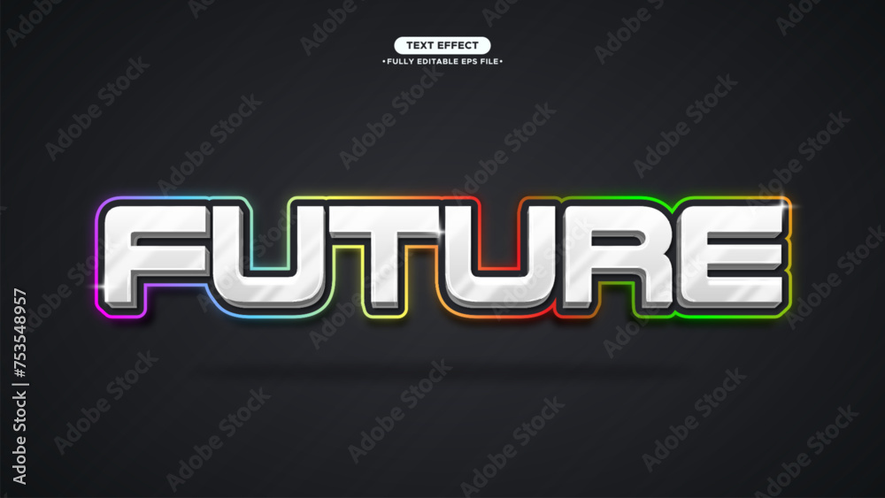 Poster futuristic and shining vector text effect with rgb color style