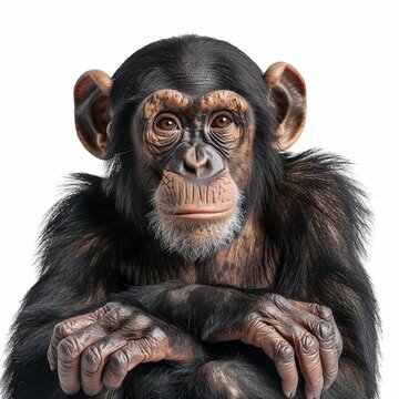 Chimpanzee Monkey on White Background