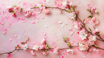 beautiful spring flowers on paper background ,