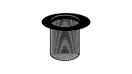 Steel Floor Drain Filter,  black isolated silhouette